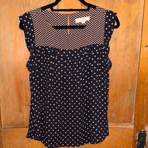 Loft Navy Polka Dot Women's Top